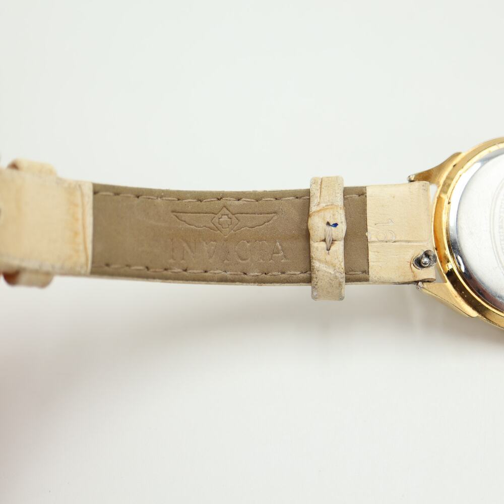 Vintage Fossil Faux Skeleton MOP 34mm Unisex Watch Beige Leather w New Battery - Picture 14 of 15
